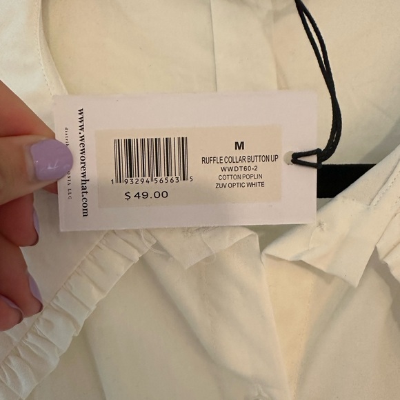 White Ruffled Collar Top - Picture 3 of 5